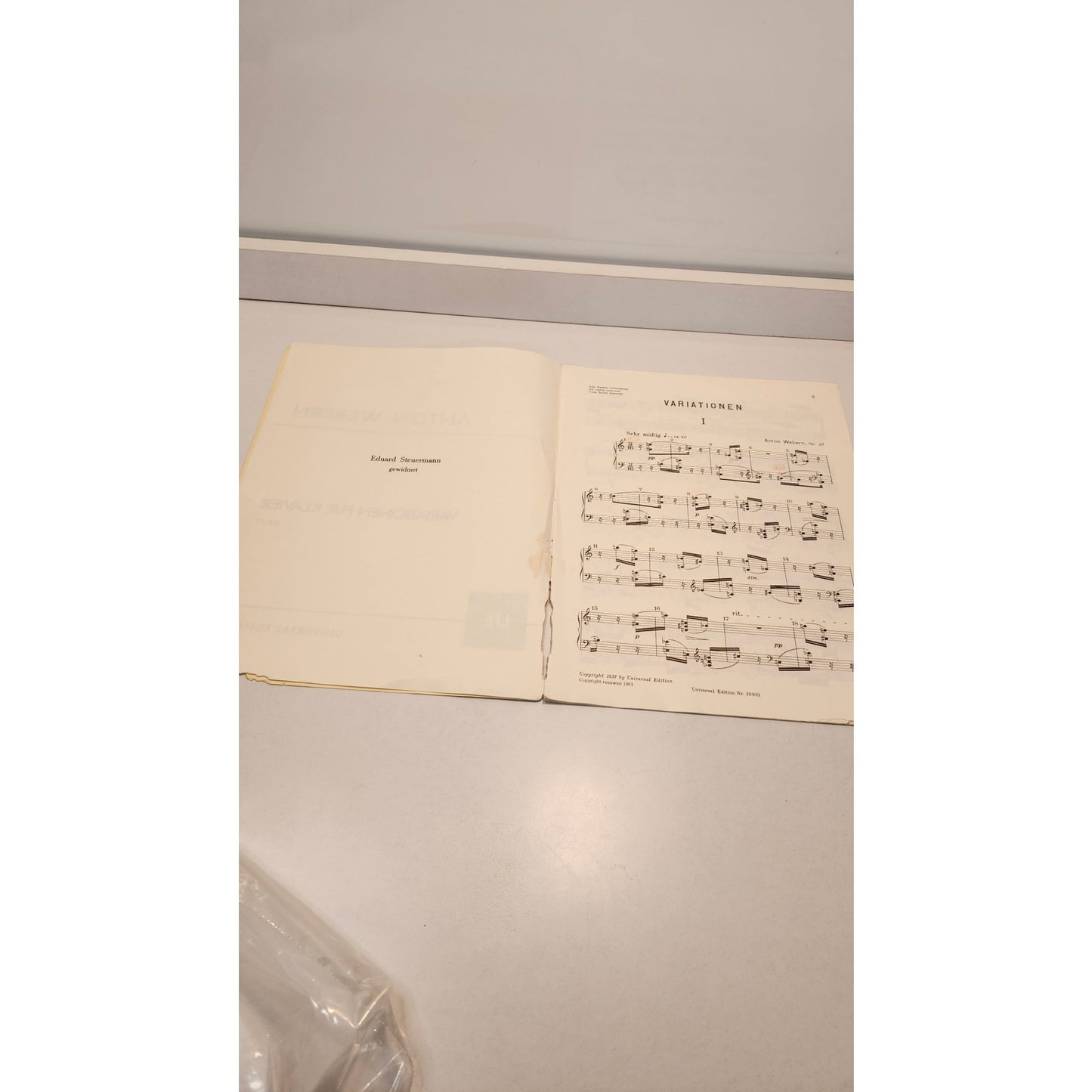 Anton Webern Variationen Klavier Op 27 Universal Edition UE 10881 Sheet Music