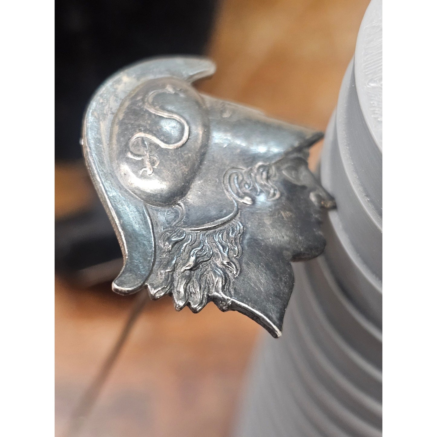 Vintage Sterling Silver Greek Warrior Stick Pin 7.25 inch Tall Acid Tested