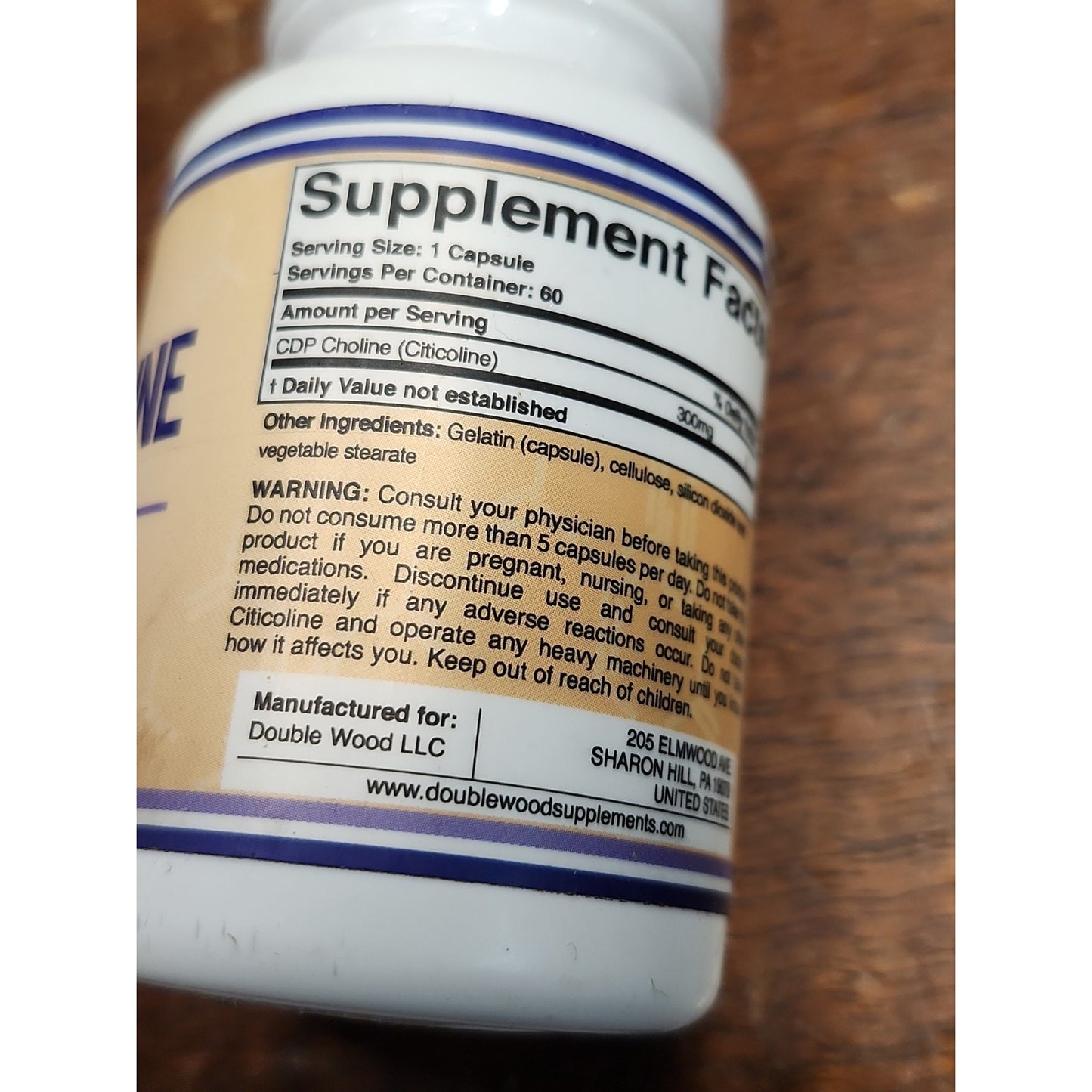 Double Wood CDP Choline (Citicoline) 300mg Supplement 60 Capsule EXP 6/27