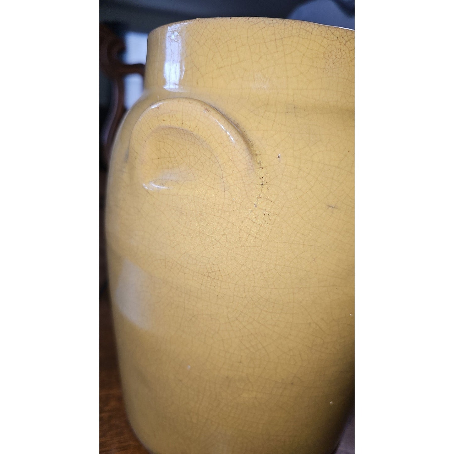 Vintage Yellowware Storage Glazed Stoneware Crock Canning Utility No Lid