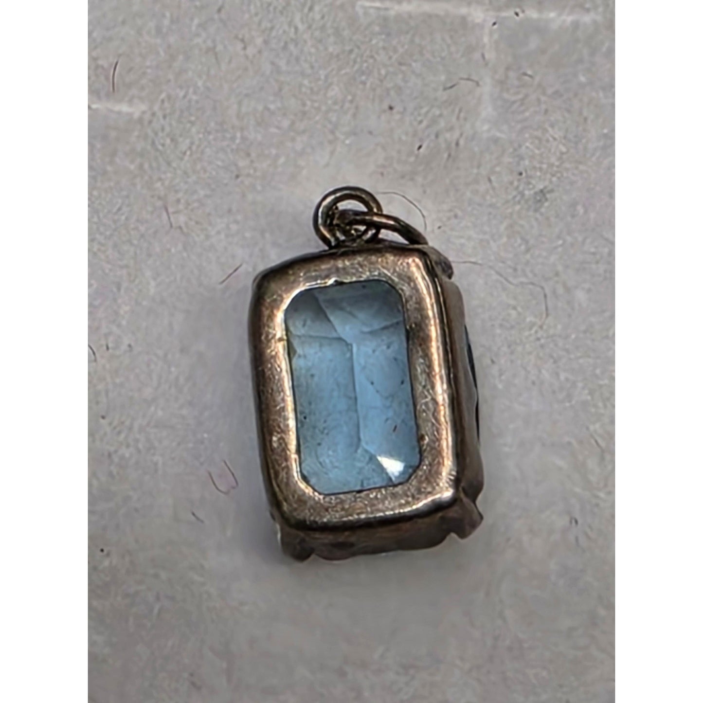 Vintage Sterling Silver Faceted Blue Pendant Gemstone Charm