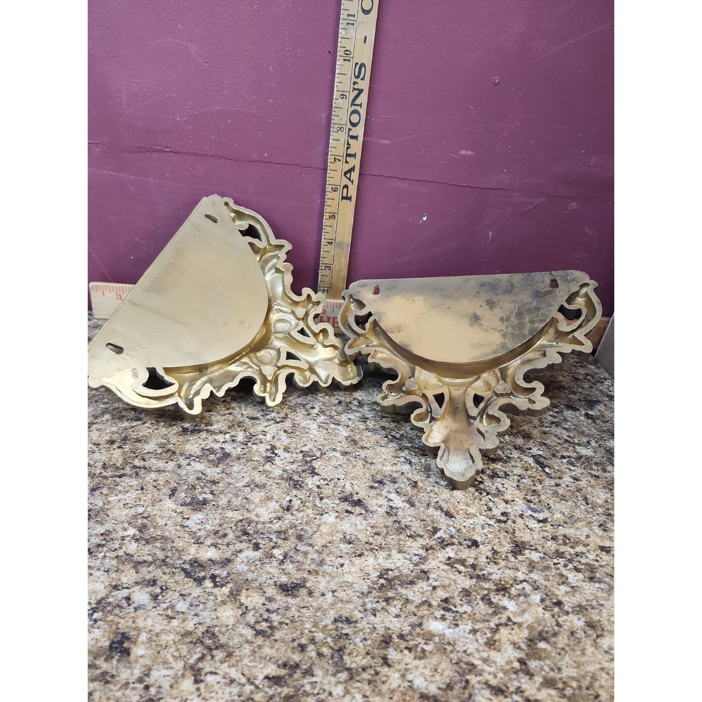 Pair Of Vintage Gold Wall Pockets HOMCO 6050 Fantastic Retro Pieces Midcentury