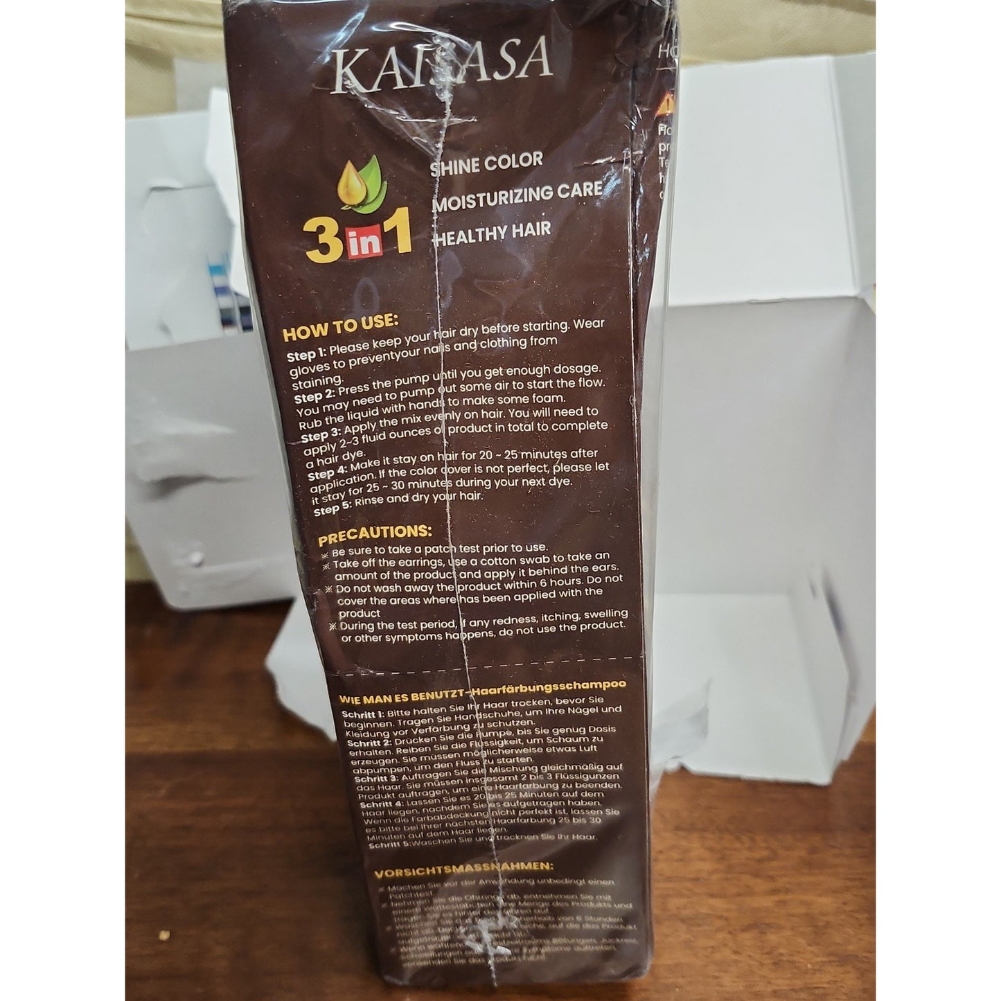 KAISASA Dark Brown Hair Dye Shampoo 3 in 1, Hair Color Shampoo NIB BB 03/2028