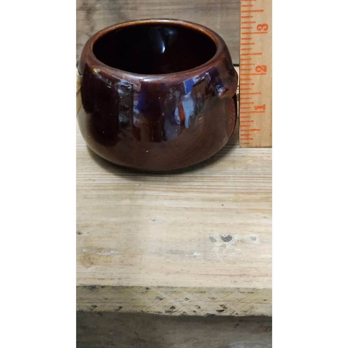 Vintage West Bend Stoneware Bean Pots Set of 3 Brown Glazed Ceramic USA 3"