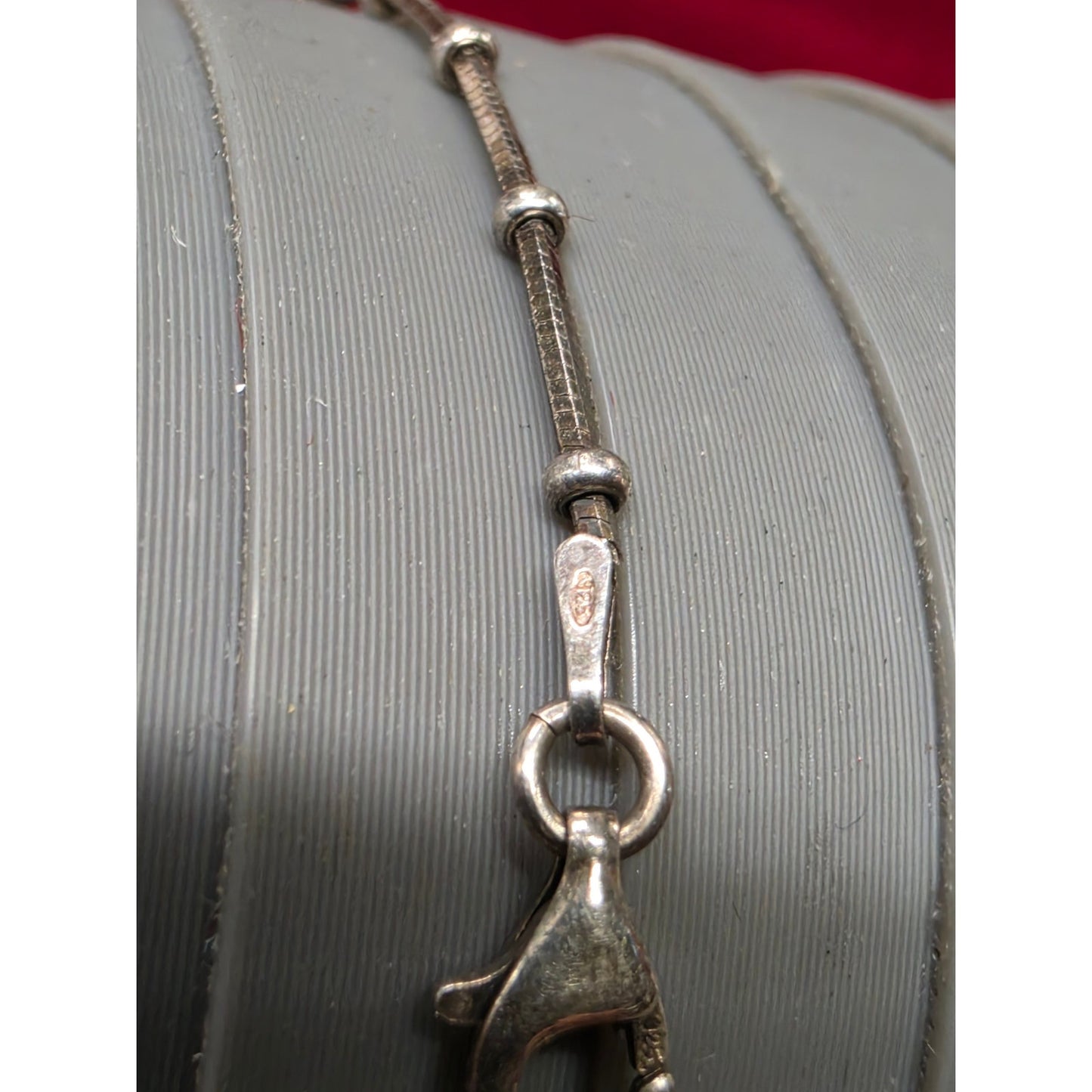 Vintage 925 Sterling Silver Beaded Snake Chain Bracelet Size 8.75 Made in Italy