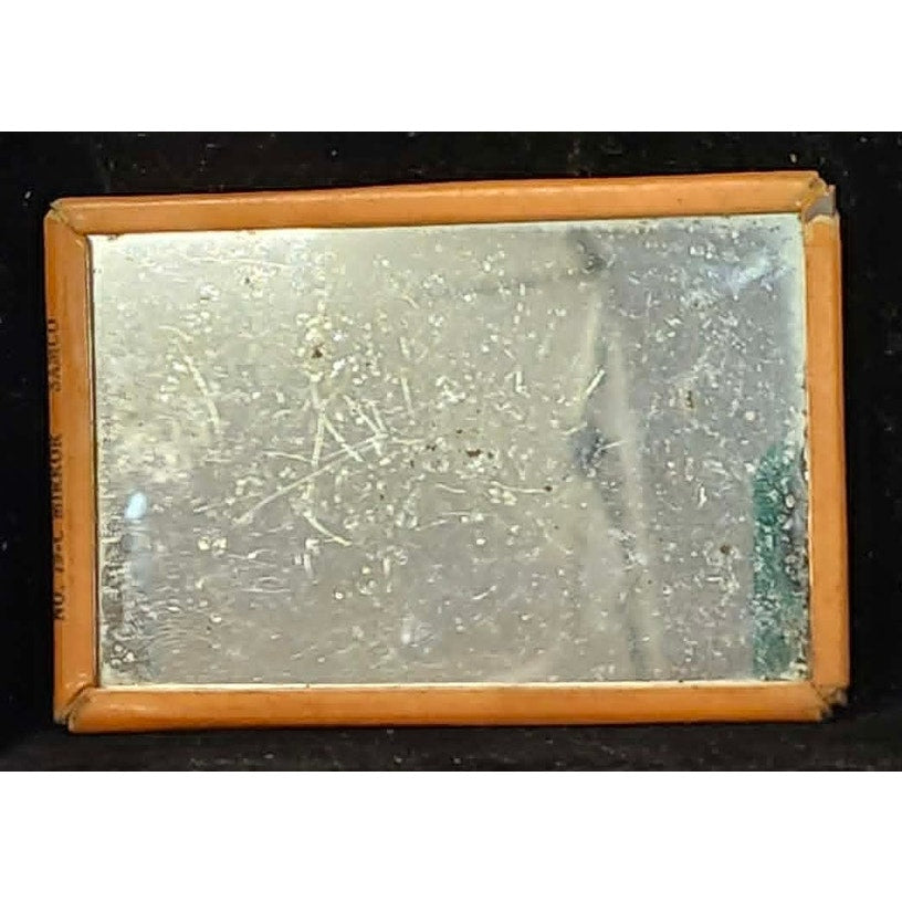 Vintage Jamaica Glass Co Advertising Square Pocket Mirror Brown Retro
