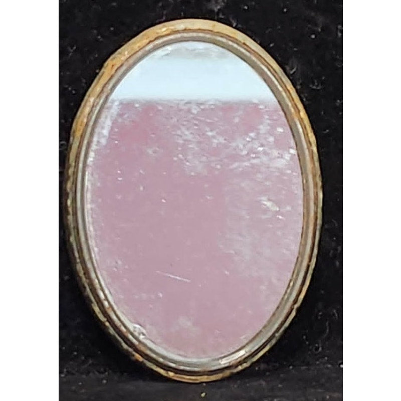 Vintage Antique Celluloid Oval Compact Pocket Mirror Baby Photo Collectible