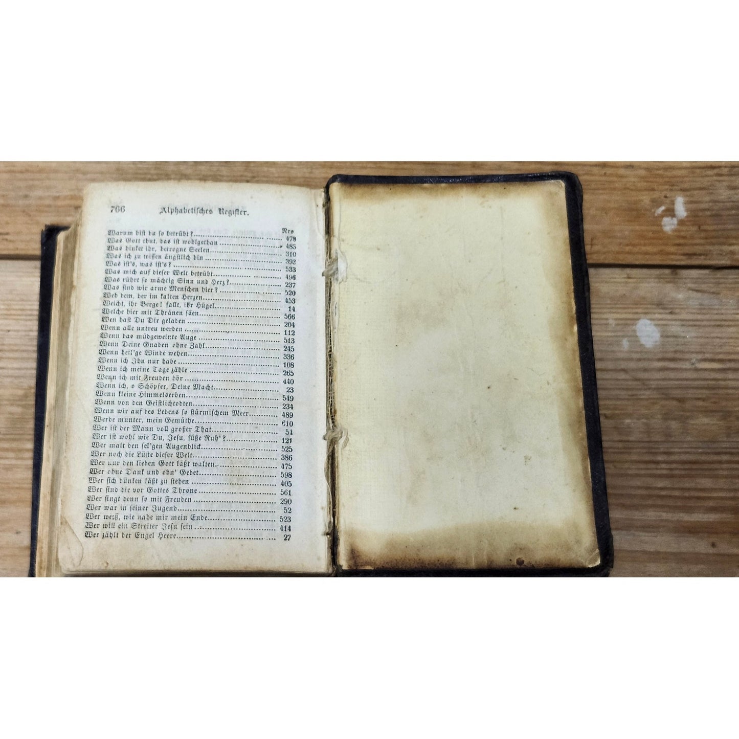 Antique 1865 German Methodist Hymnal Leather Bound Cincinnati Hitchcock & Walden