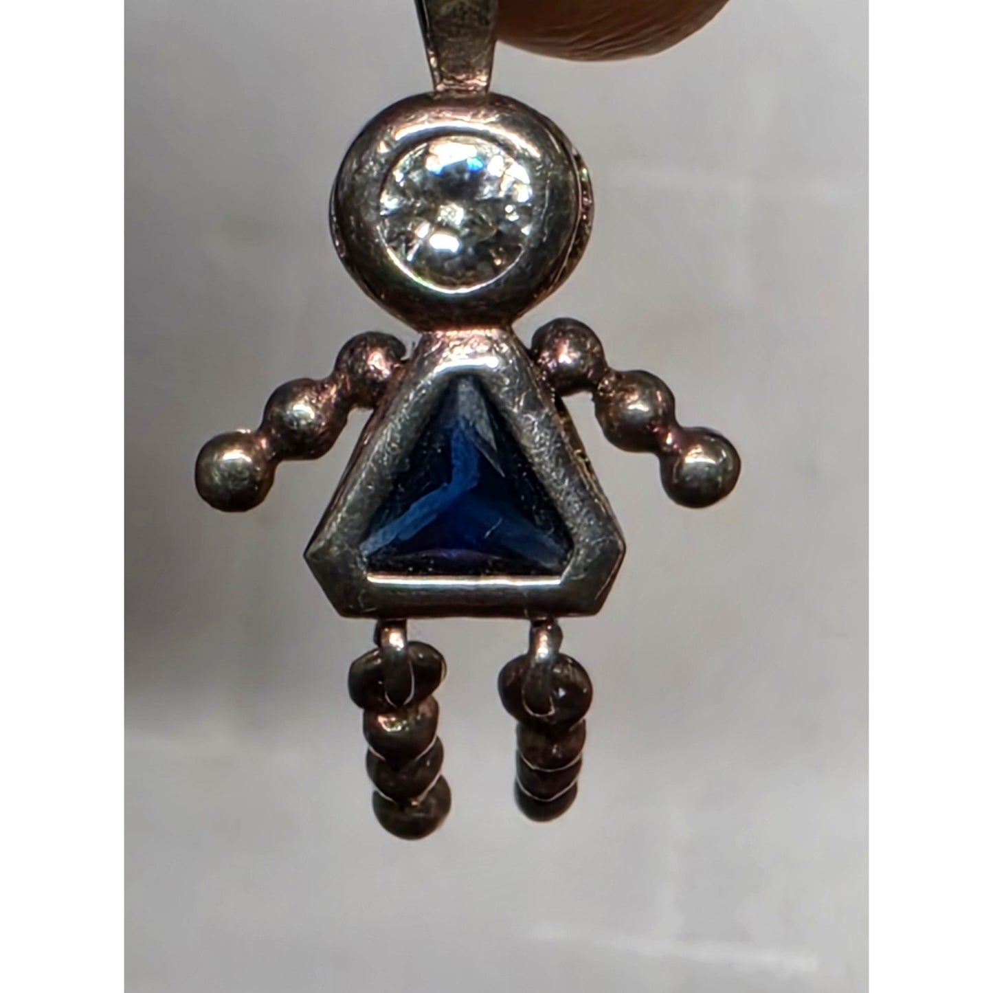 Signature Sterling Silver Figural Geometric Dangle Pendant