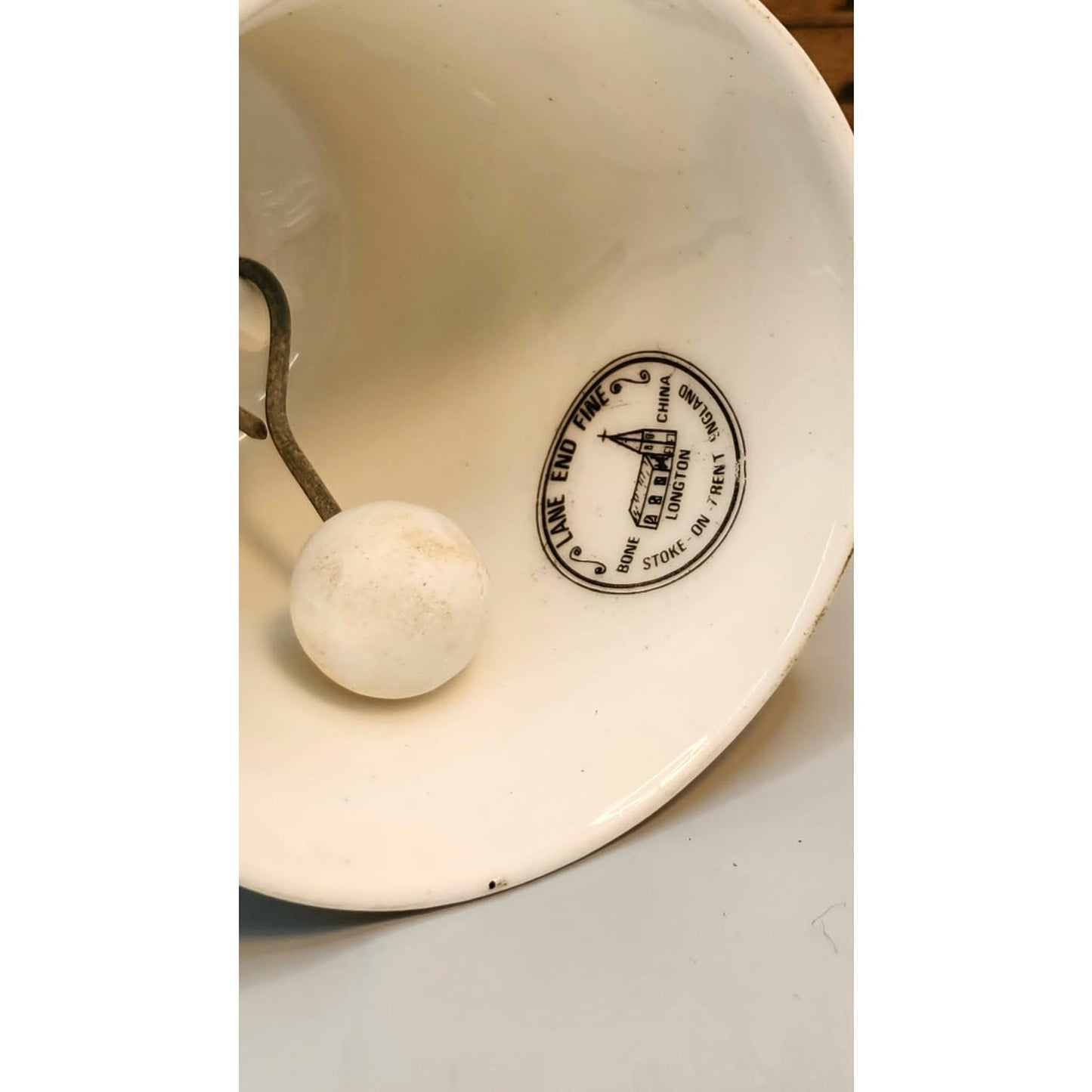 Vintage Lane End Fine Bone China Bell Floral Pink Rose Gold Trim Made In England