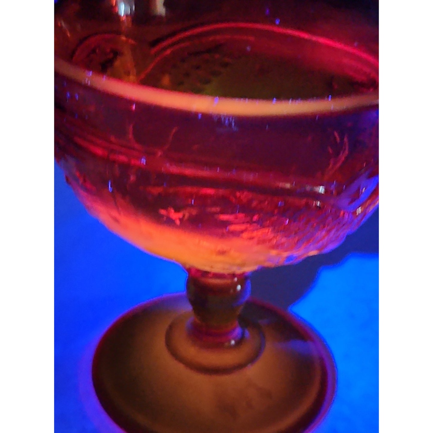 Amberina Eagle 4" Dessert Cup Goblet UV Reactive VTG LE SMITH Cadmium Glass