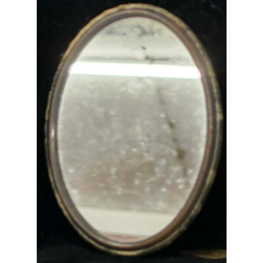 Vintage Antique Oval Celluloid Pocket Mirror Family Photo Portrait
