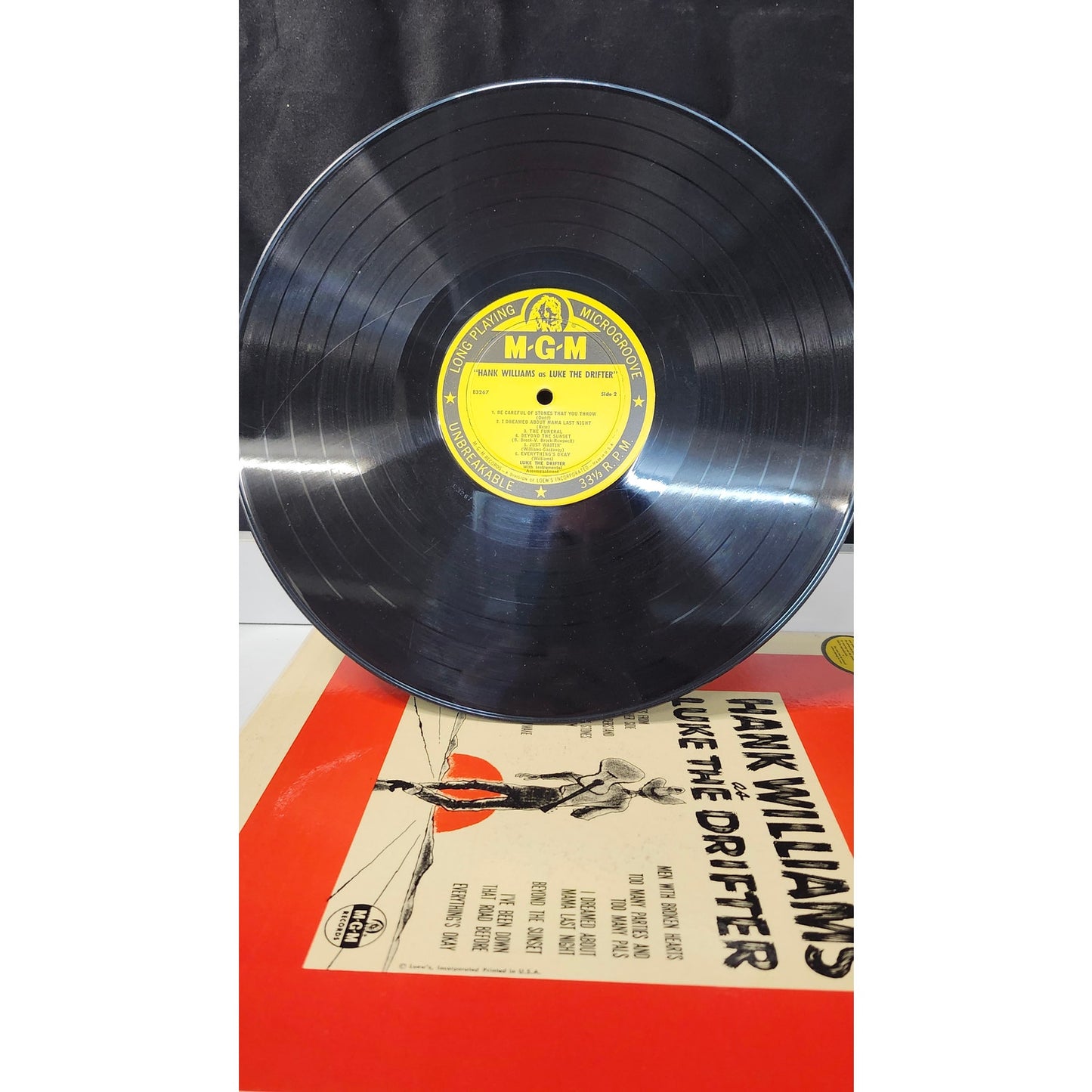 Hank Williams as Luke The Drifter LP Album MGM 1955 Microgroove E3267 Country