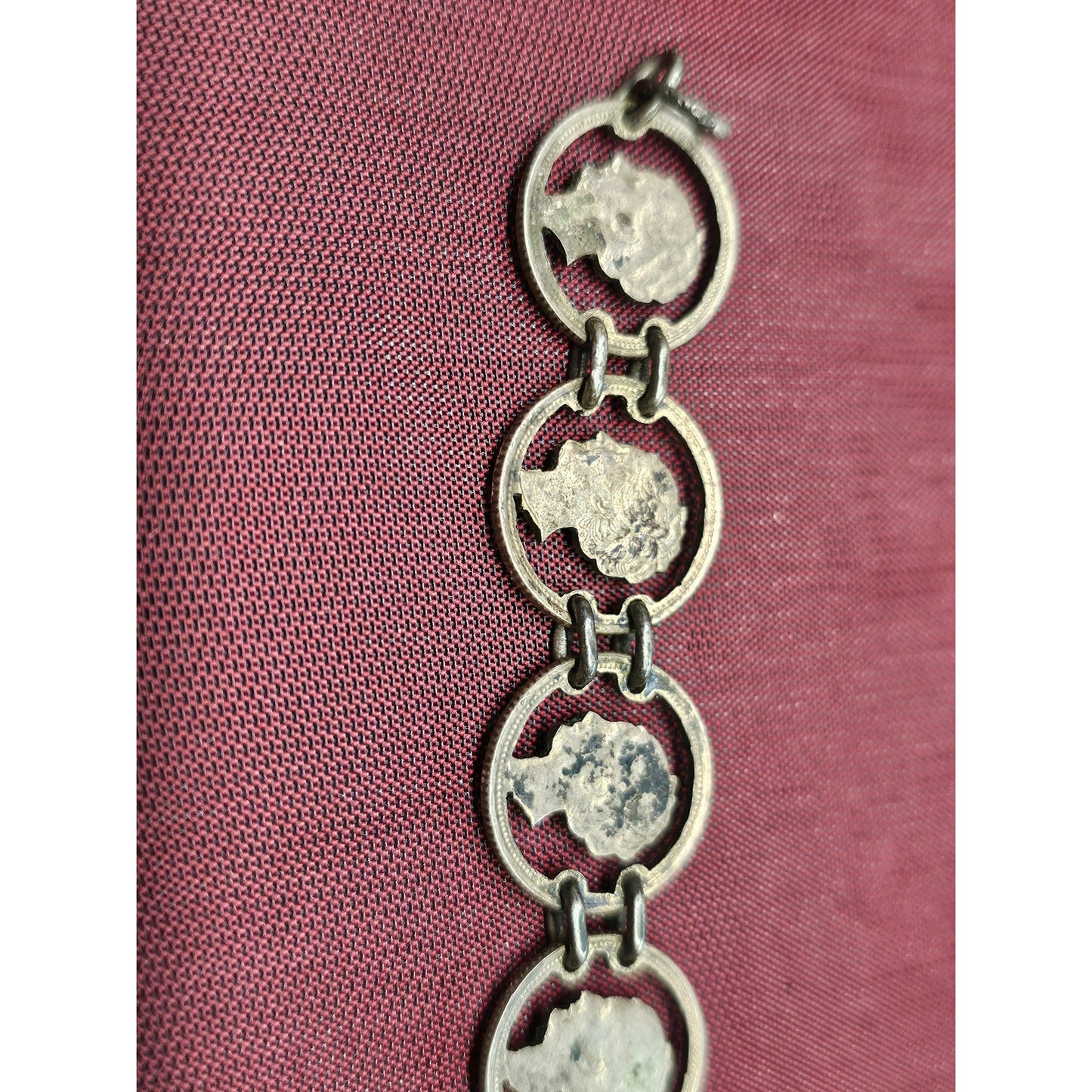 Vintage Late 1930s–Early 1940s Dutch Coin Sterling Silver Link Bracelet