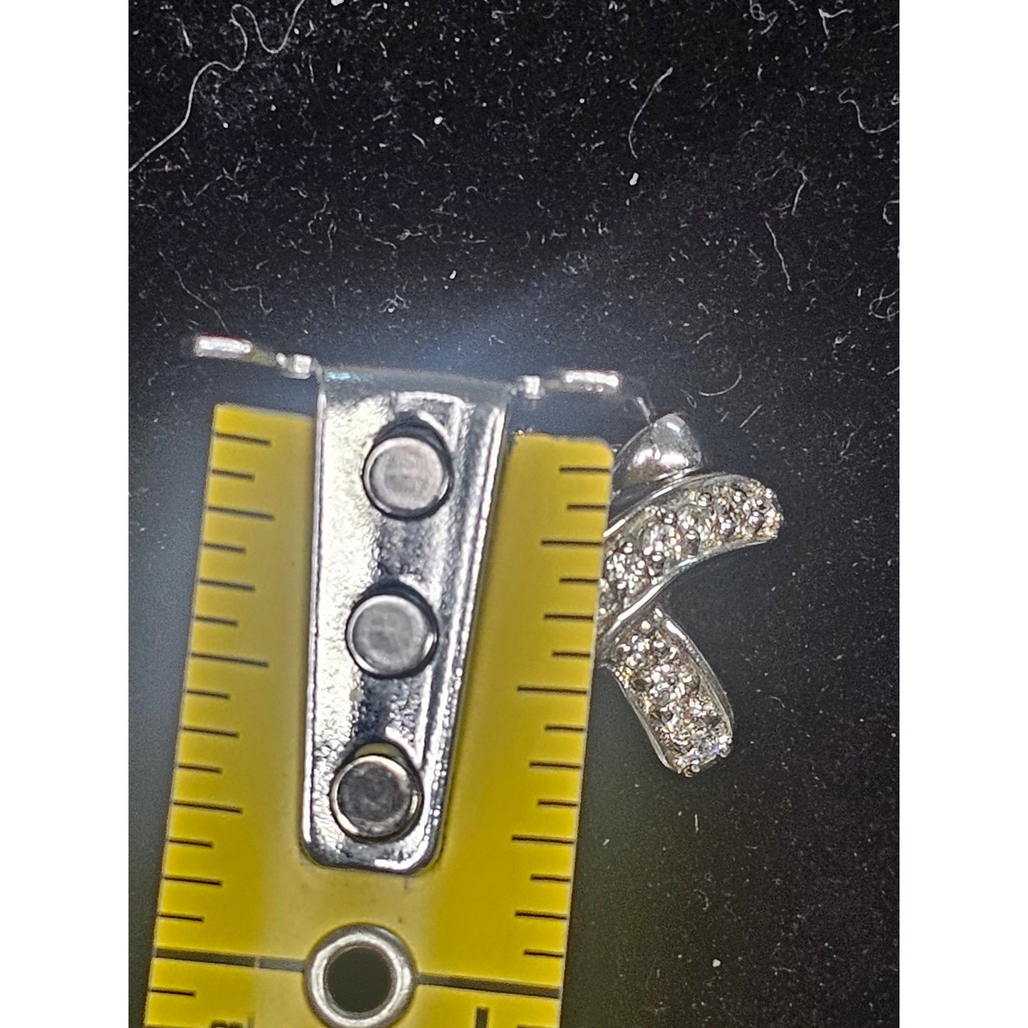 Vintage 925 Sterling Silver Kiss Pendant Clear Stone Pavé Design