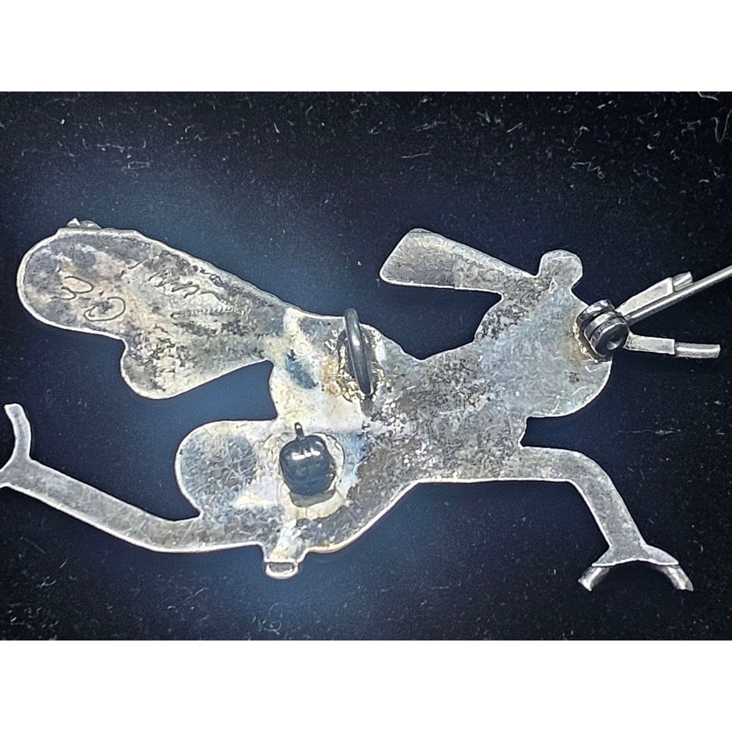Sterling Silver Native American Zuni Signed Roadrunner Brooch Multi-Stone Inlay