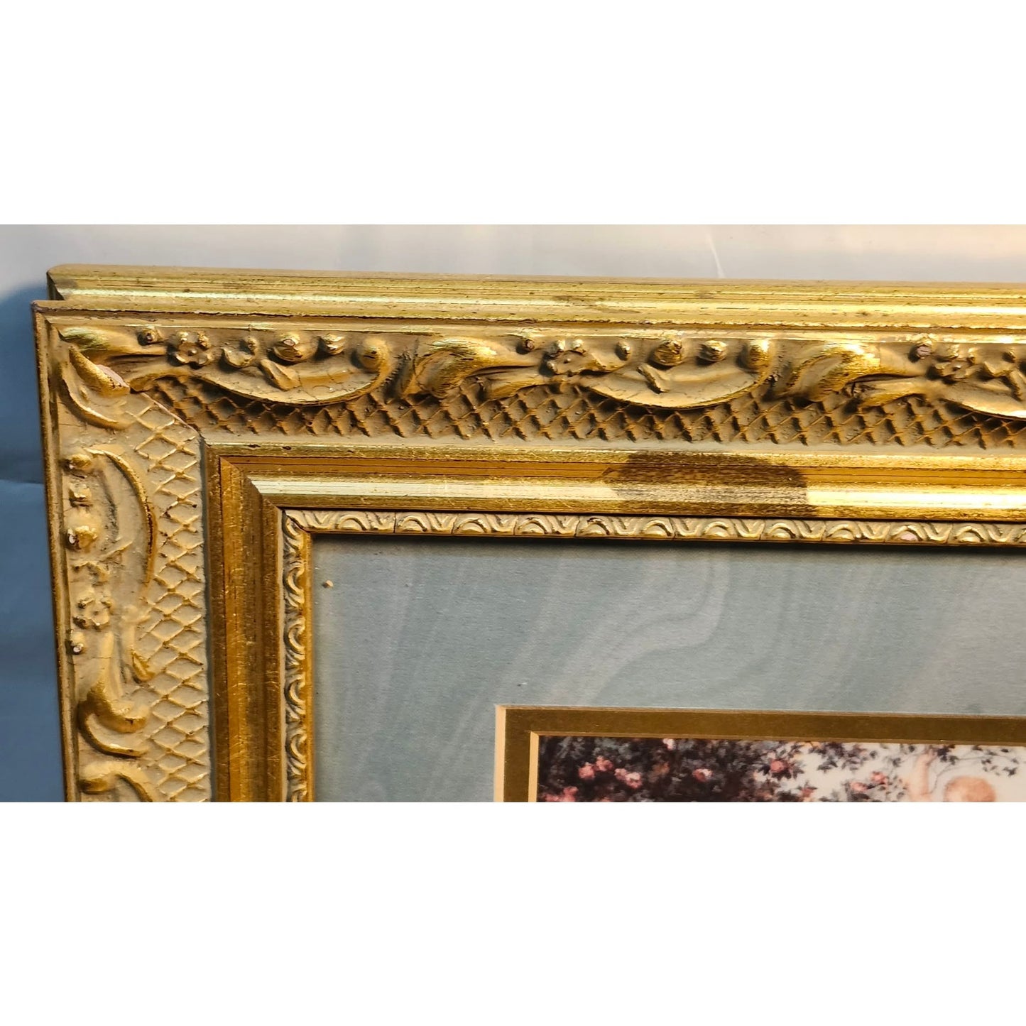 VTG Gallery Graphics The Offering Cherub Franz Lefler Framed Print Ornate Gold