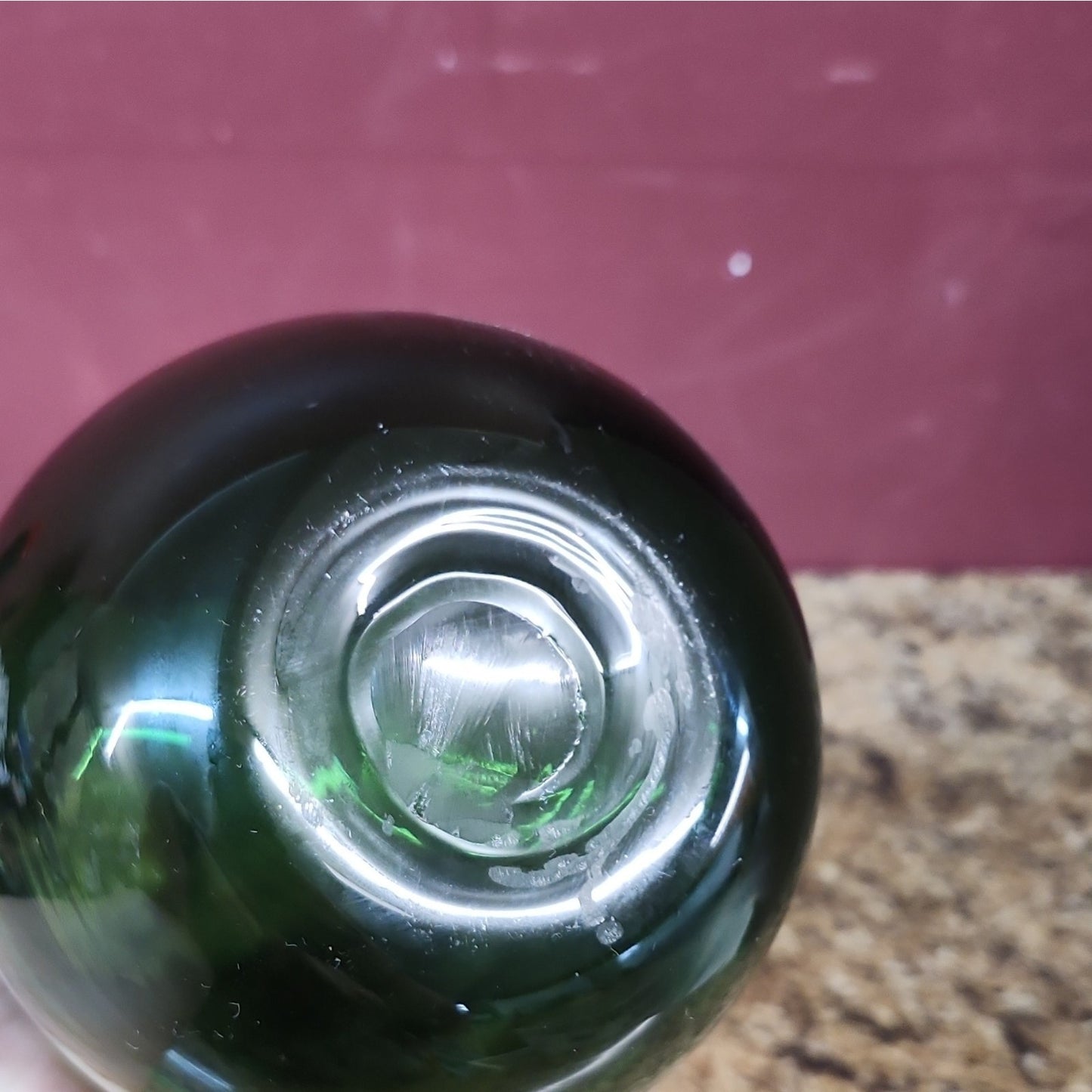 Unmarked Sculptural Green Glass Art Swung Vase w/ Flared Rim, 13 In, Green