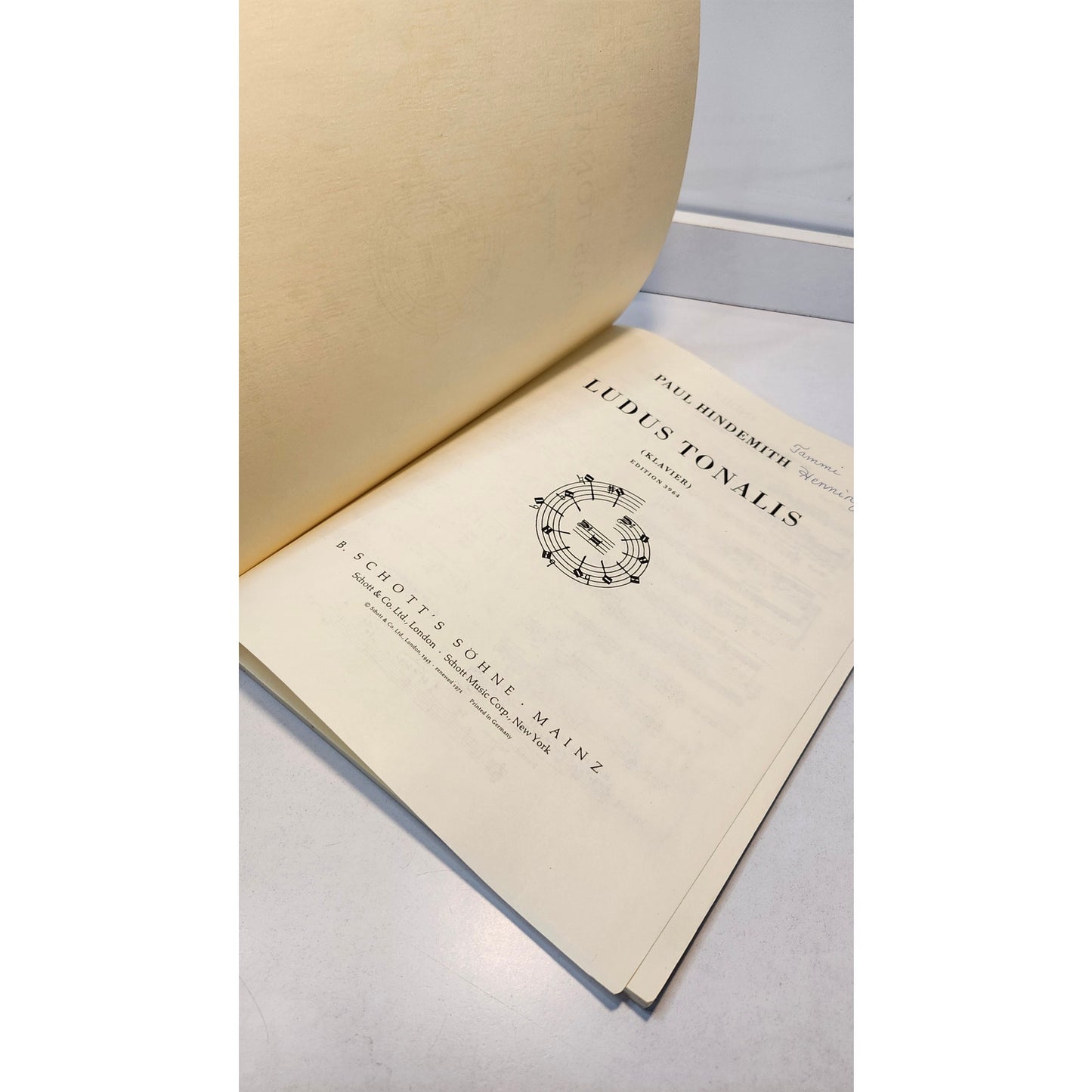 VTG Paul Hindemith Ludus Tonalis Klavier Piano Sheet Music Edition 3964 Schott