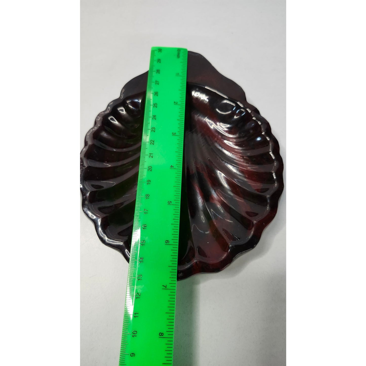 Vintage Clamshell Bowl Ceramic Trinket Dish Vide-Poche Red Black Jewelry Holder