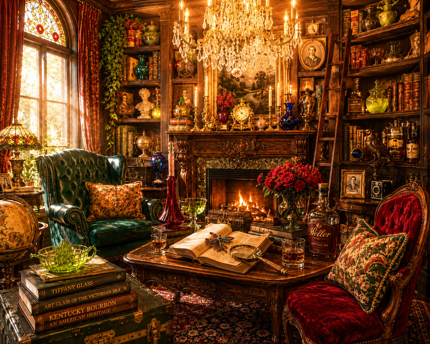 Settle into a comfortable chair and browse vintage books, paper treasures, sheet music, and literary collectibles waiting to begin their next chapter.