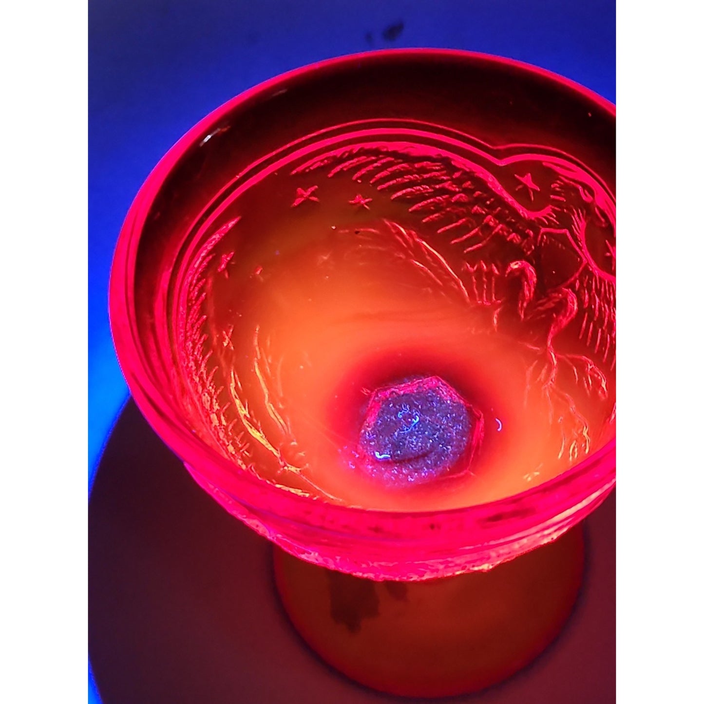 Amberina Eagle 4" Dessert Cup Goblet UV Reactive VTG LE SMITH Cadmium Glass