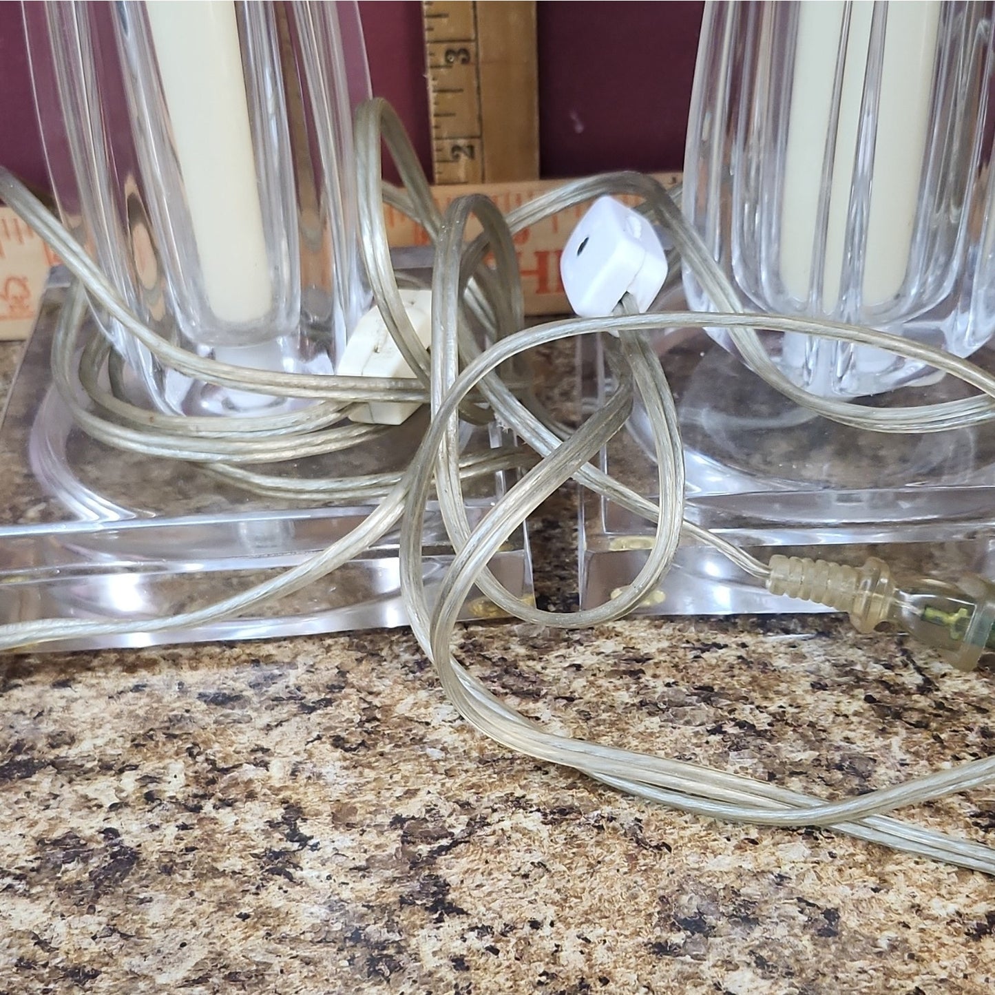 Crystal Clear Lead Crystal Table Lamps with Chrome Finials, Poland, PAIR