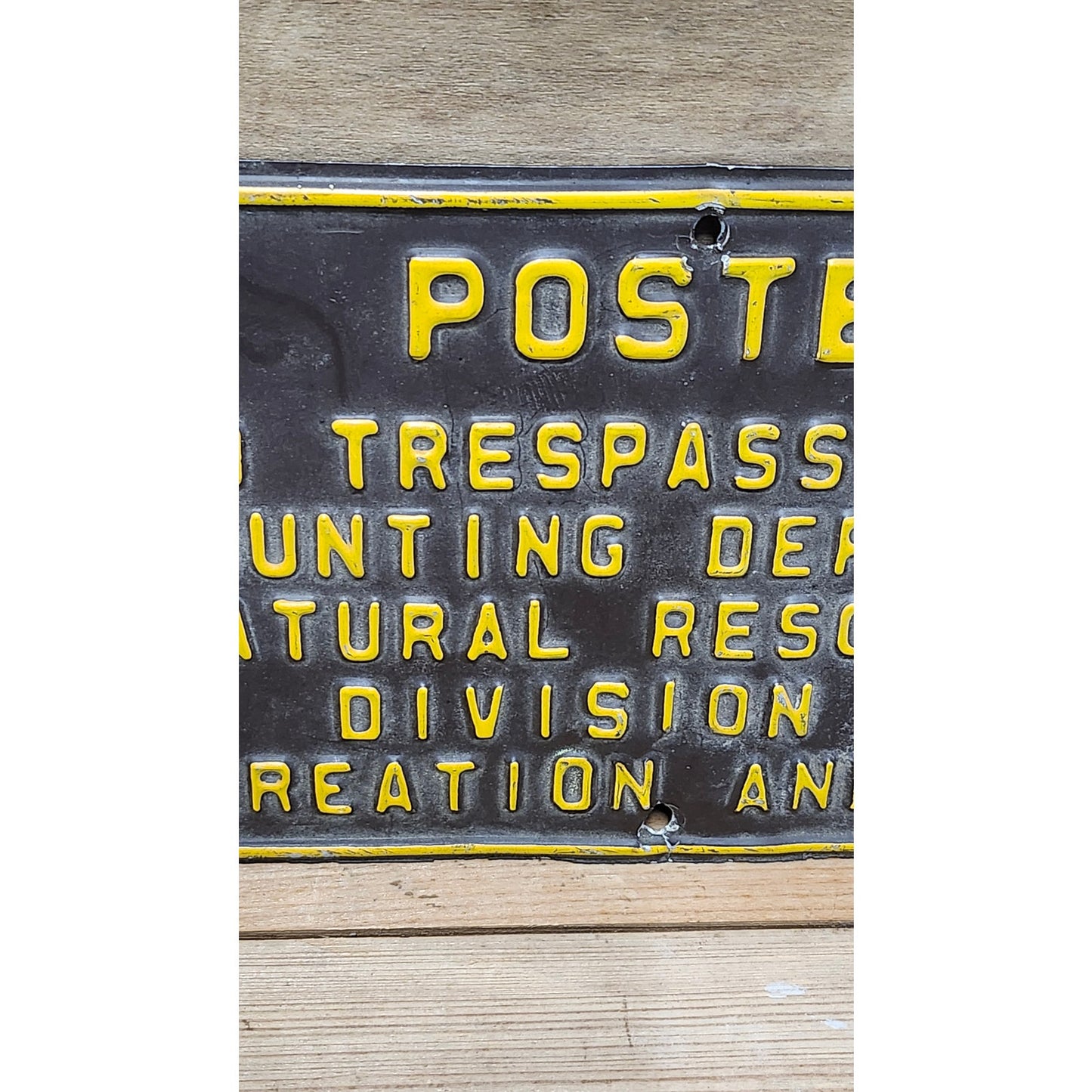 VTG Posted No Trespassing Or Hunting Dept of Natural Resources Metal Sign 6"x12"