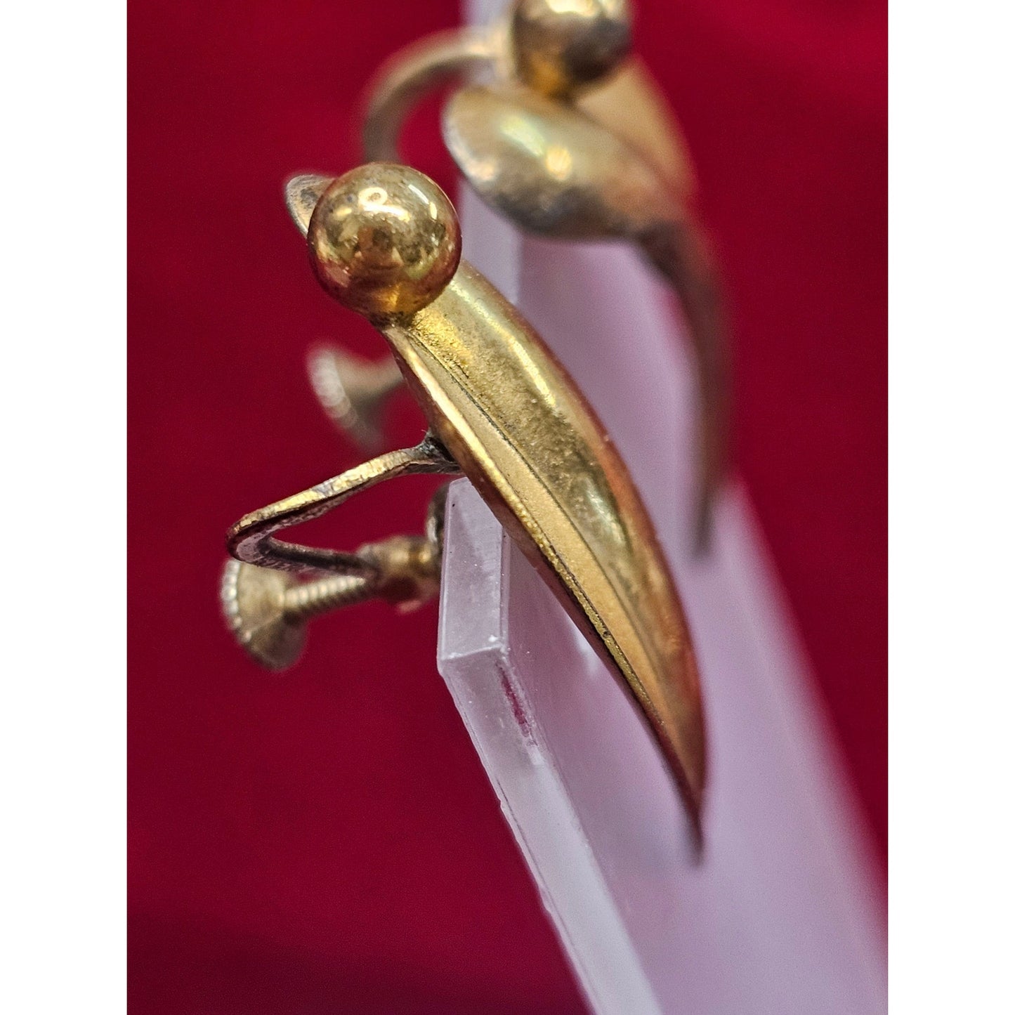 Vintage 925 Sterling Silver Gold Tone Screwback Earrings Mid Century Modern
