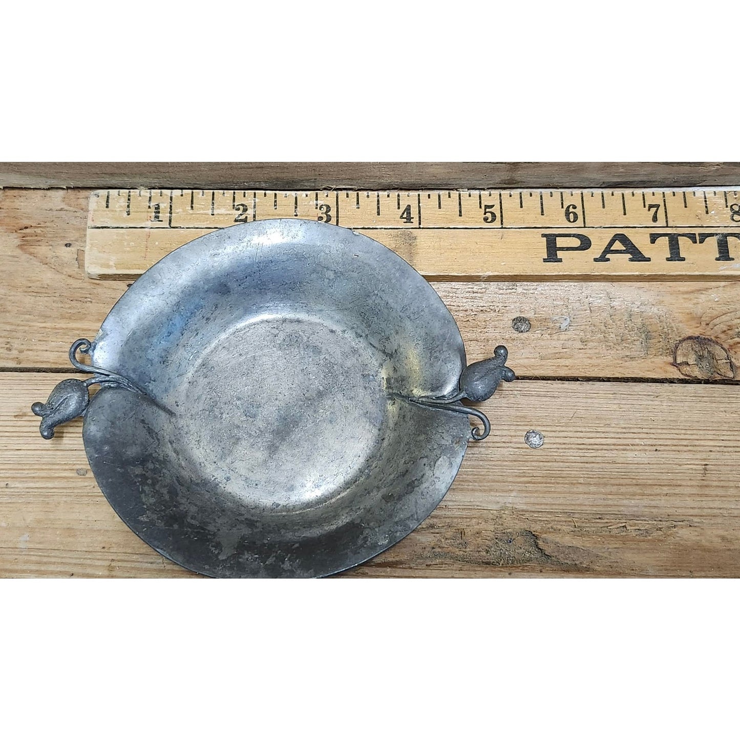 VTG Nekrassoff Serge Pewter Hand Hammered Small Dish Bowl Tulip Handle Signed