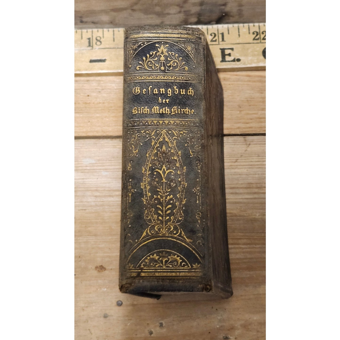Antique 1865 German Methodist Hymnal Leather Bound Cincinnati Hitchcock & Walden