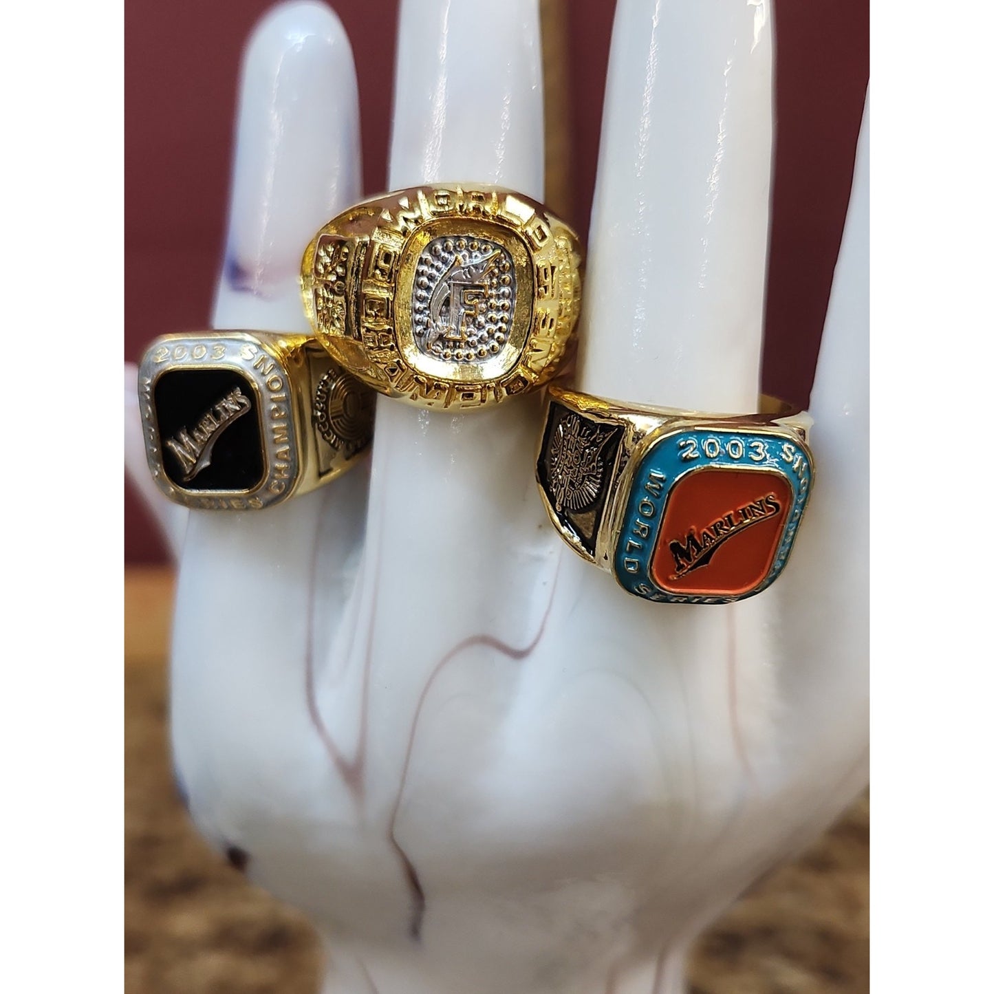 Lot Of 3 Florida Marlins (2) 1997 World Series Champions Replica Rings
