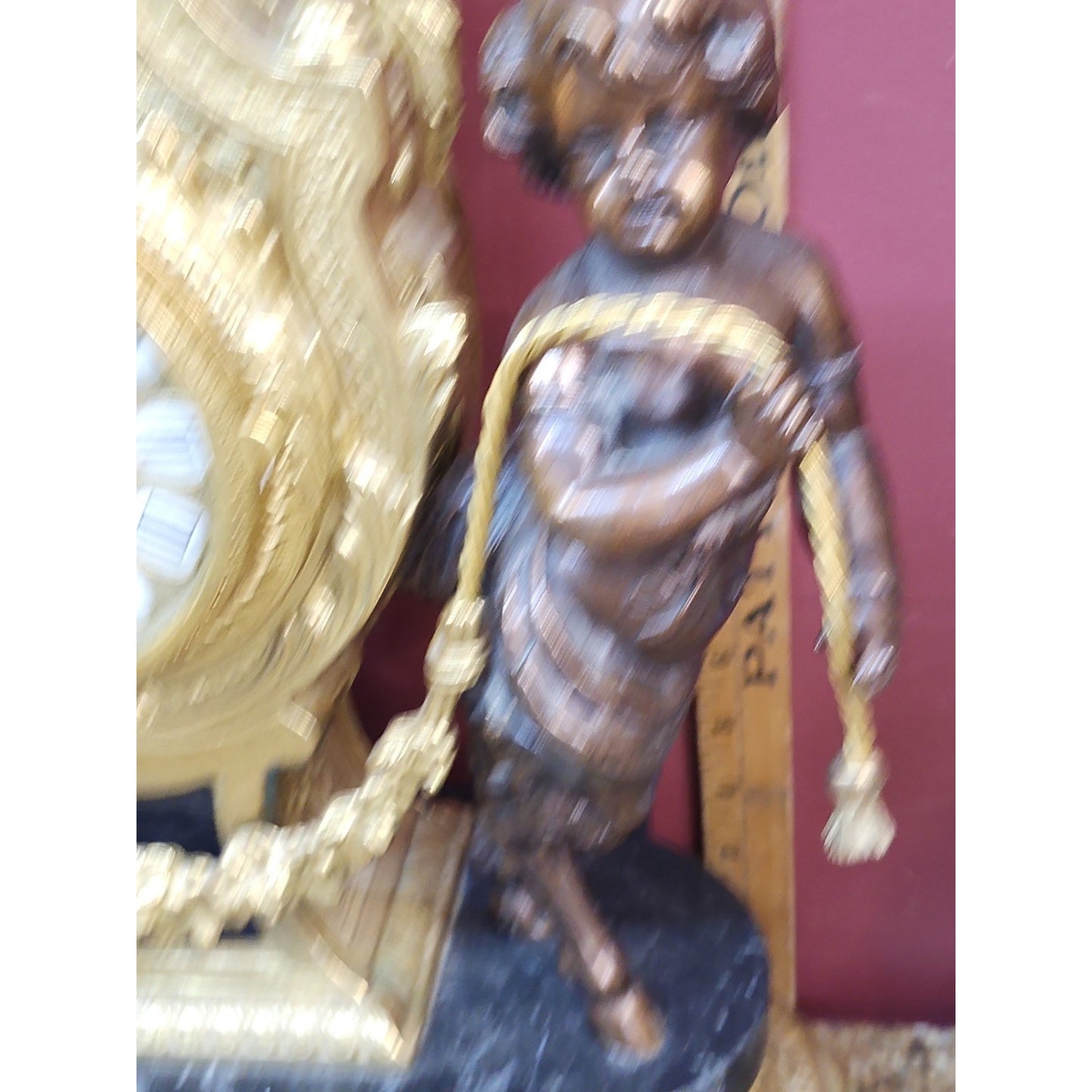 Large Imperial Lancini Italian Made Gilded Bronze & Marble Mantle Clock Satyrs