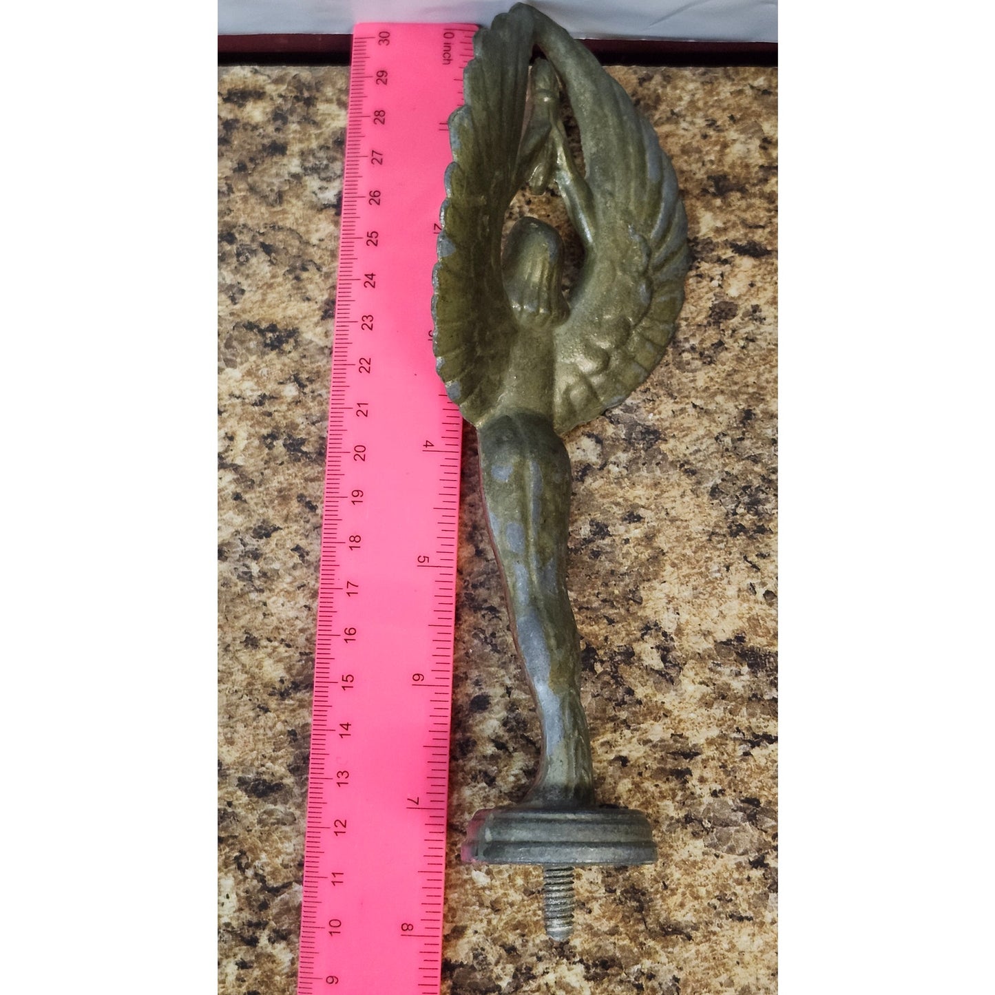 VTG Metal Trophy Torch Topper Victory Goddess Angel Figure Winged Art Deco 7.5"