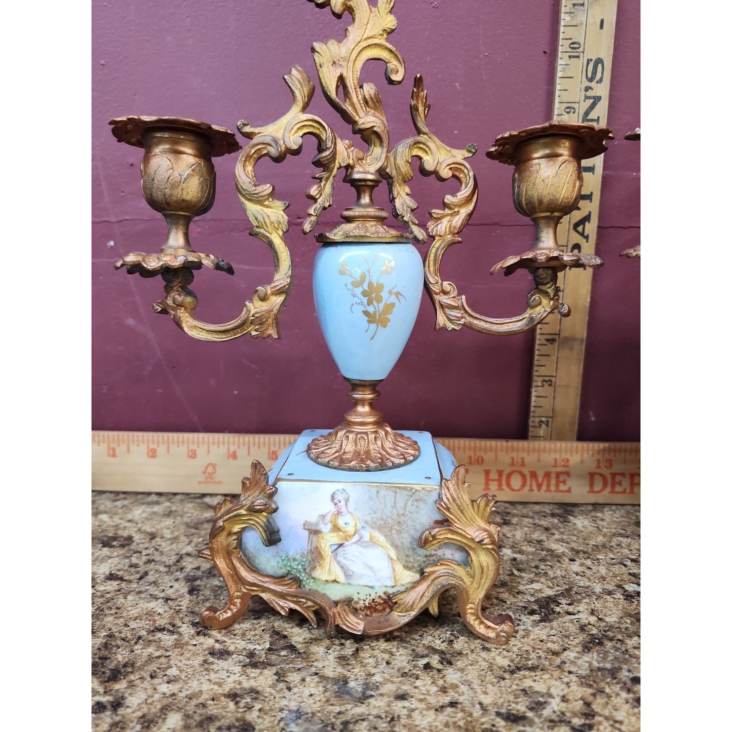 Pair of Antique French Sevres Gold Gilded Bronze and Hand Painted Porcelain...