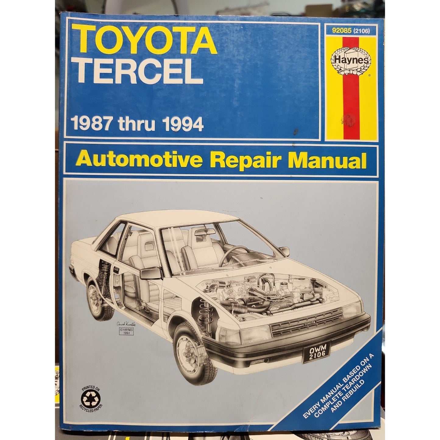 Toyota Tercel 87-94 Repair Manual Haynes 92085