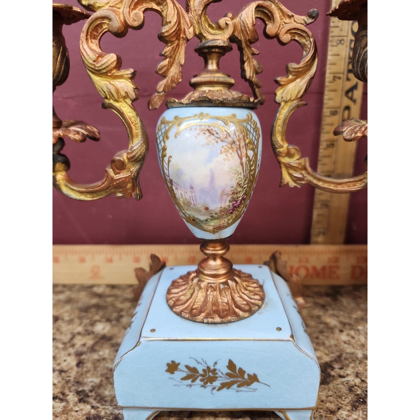 Pair of Antique French Sevres Gold Gilded Bronze and Hand Painted Porcelain...