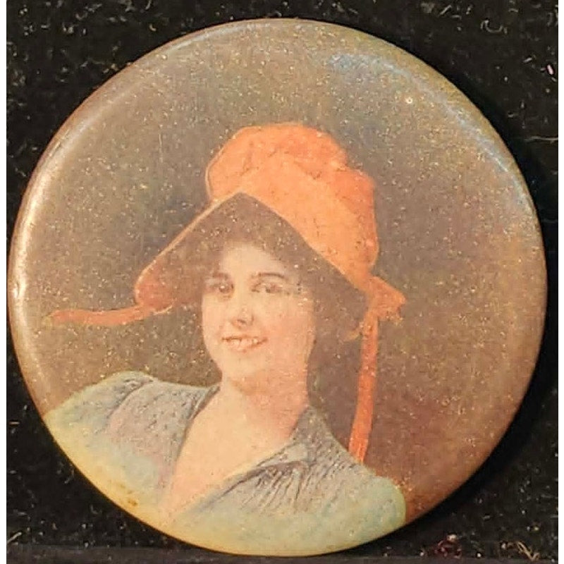 Vintage Antique Woman Portrait Compact Pocket Mirror Celluloid Sepia Retro