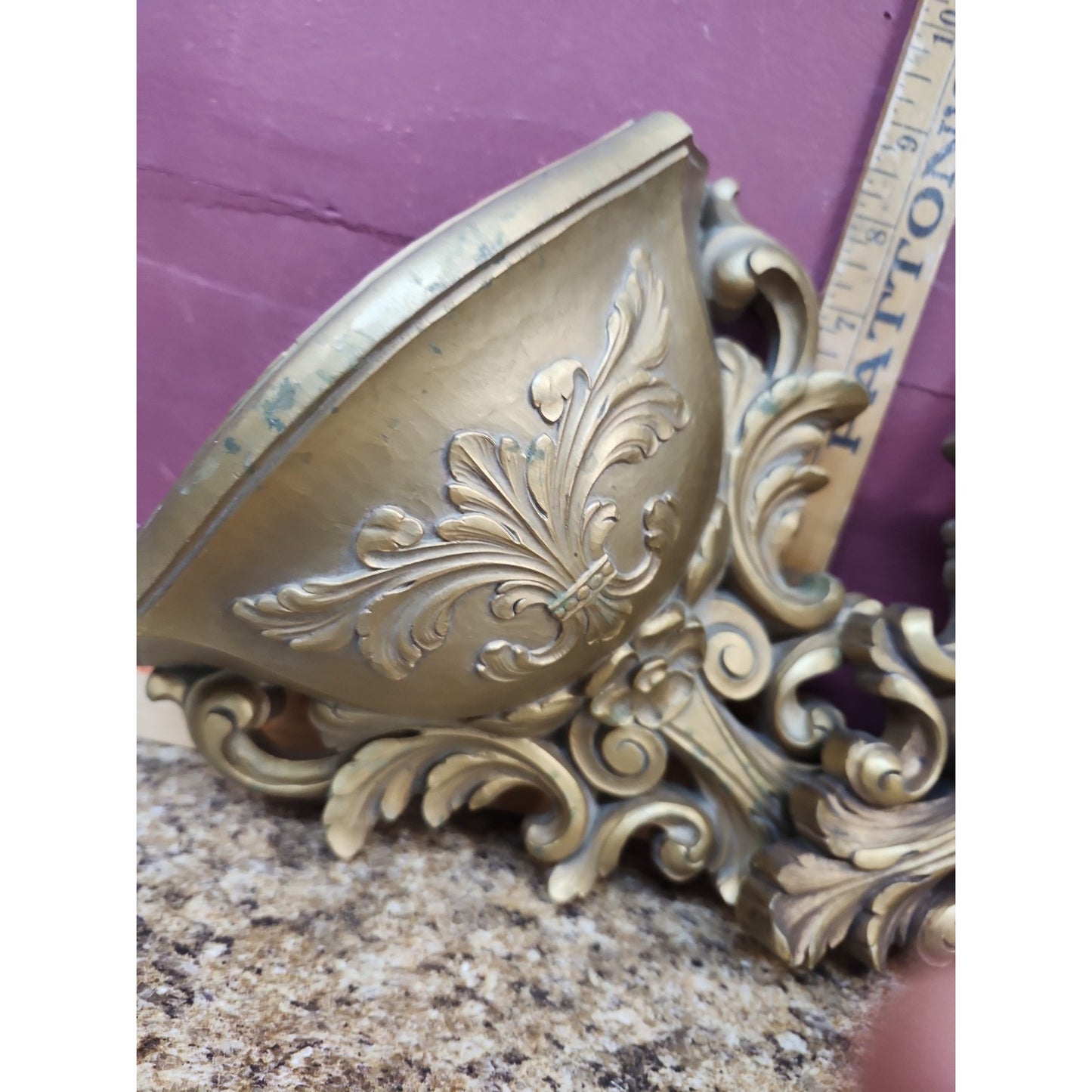 Pair Of Vintage Gold Wall Pockets HOMCO 6050 Fantastic Retro Pieces Midcentury