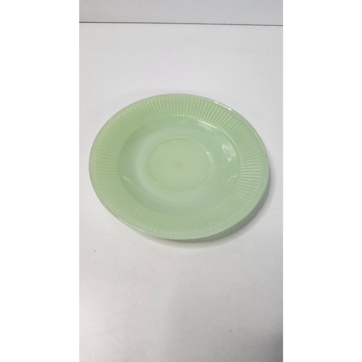 Vintage Saucer Plate Jadeite Green Milk Glass Ribbed Jane Ray Pattern 5.5 Inch