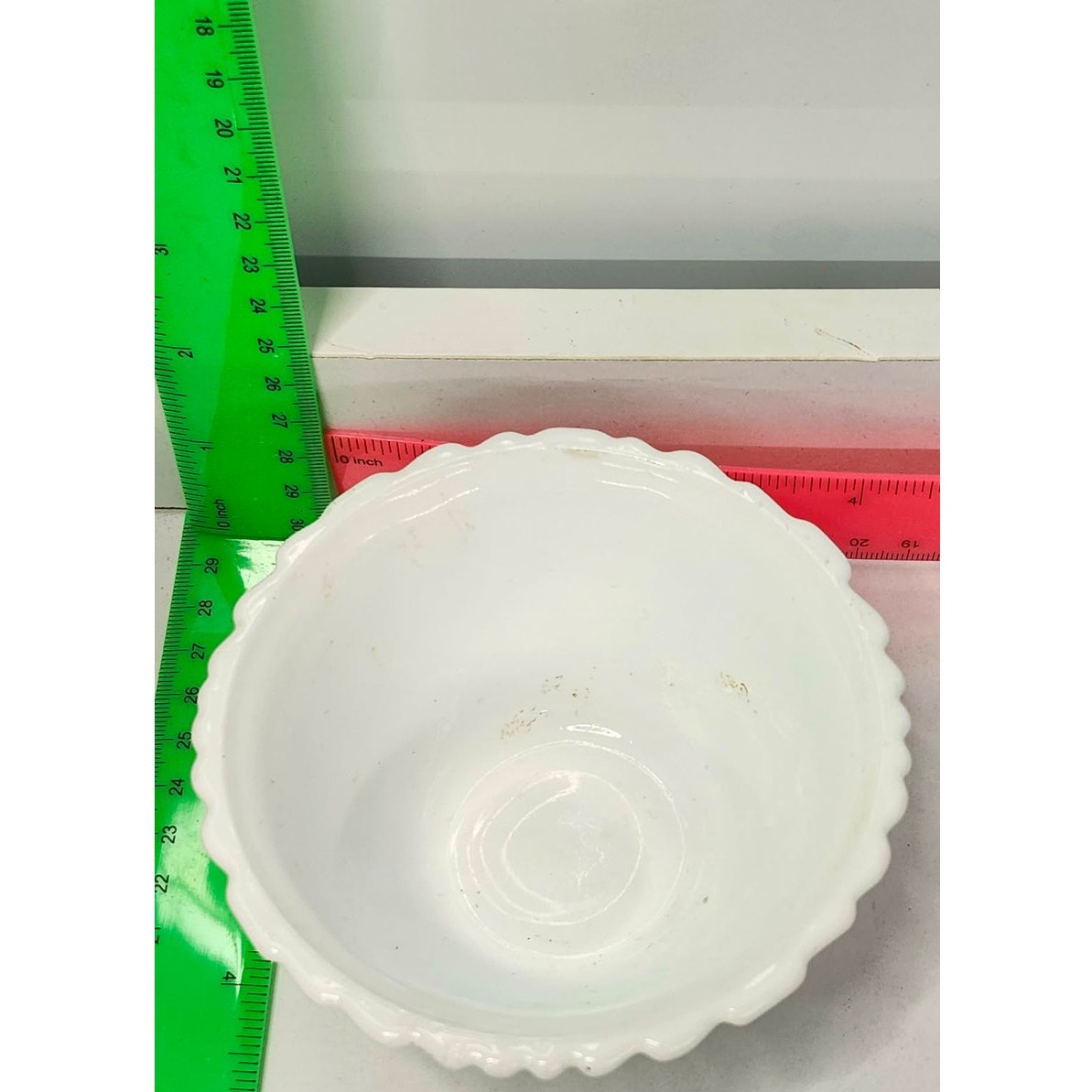 Vintage Milk Glass Cruet Dimple Bottle & Weavetex Basketweave Bowl Set White