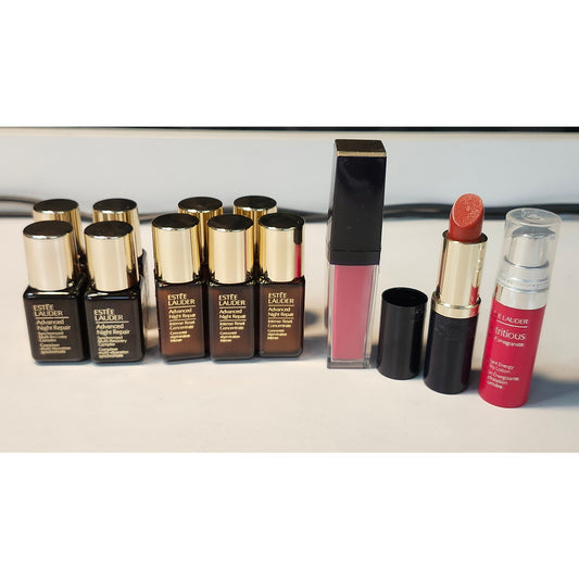 Estee Lauder Makeup Skincare Lot Advanced Night Repair Serum Lipstick Lip Gloss