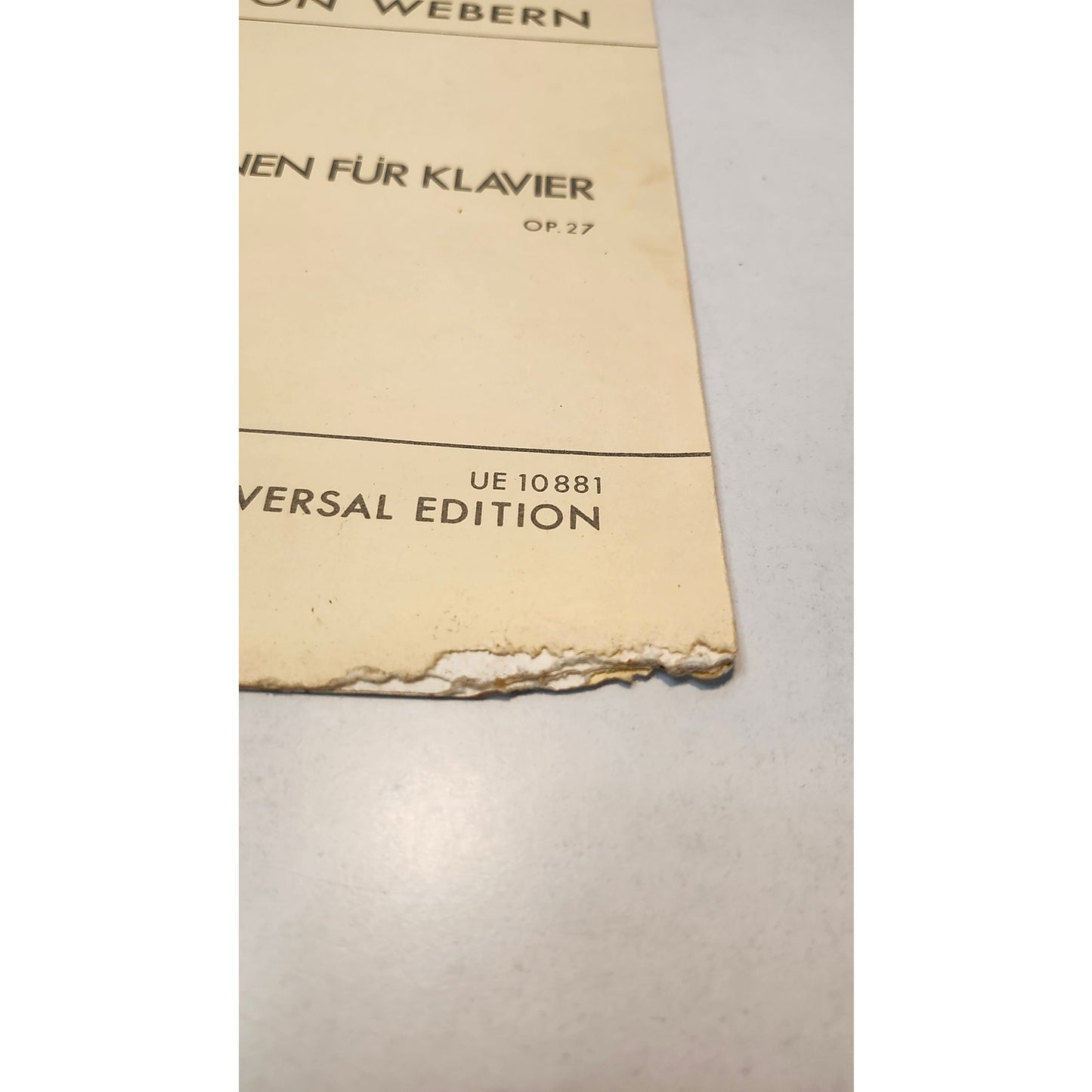 Anton Webern Variationen Klavier Op 27 Universal Edition UE 10881 Sheet Music