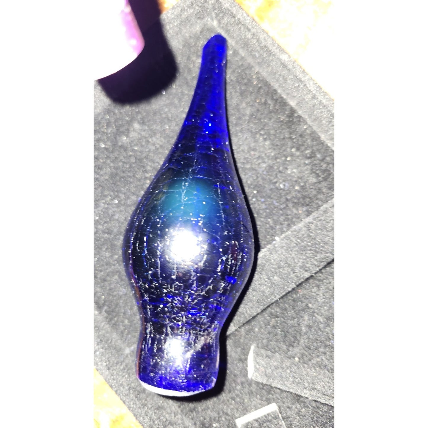 Blenko Colbolt Blue Crackle Glass Stopper
