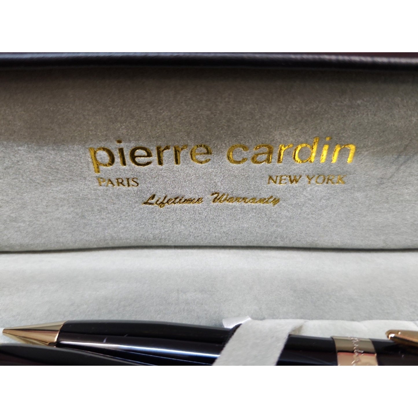 Vintage Pierre Cardin Black and Gold Ballpoint Pen and Mechanical Pencil Set