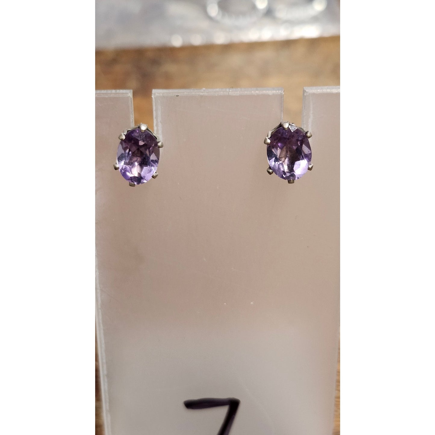 Sterling Silver Amethyst Oval Cut Stud Earrings Purple Gemstone Fine Jewelry