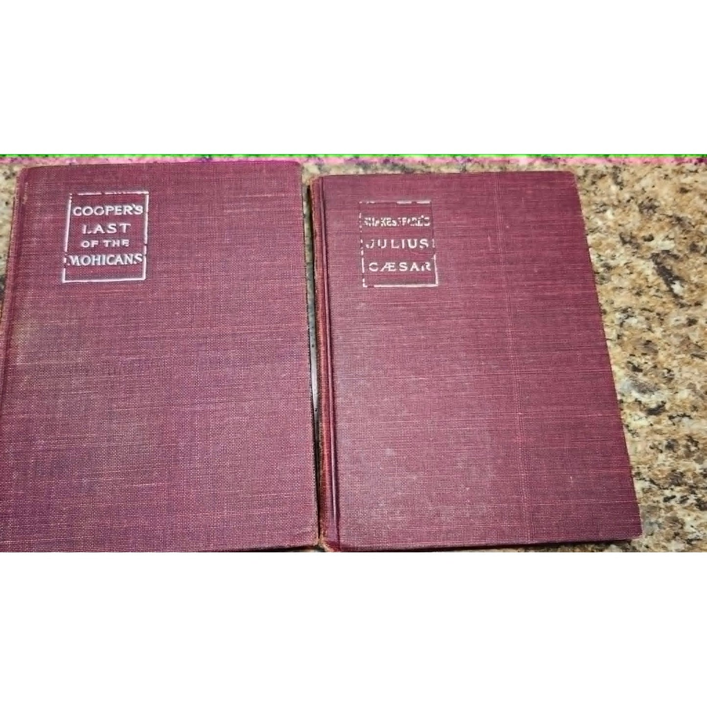Vintage Macmillan Classics Book Lot Last of the Mohicans & Julius Caesar Hardcover Set