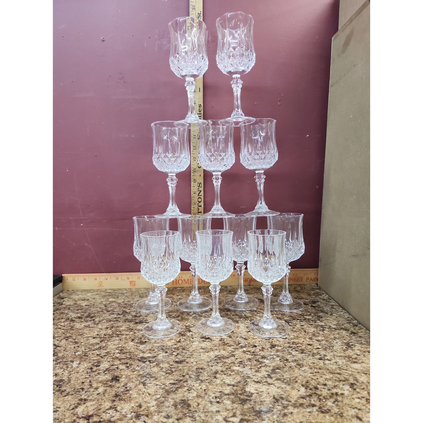 12 - Cristal d 'Arques Durand Crystal Longchamp Glasses Clear Water Goblets