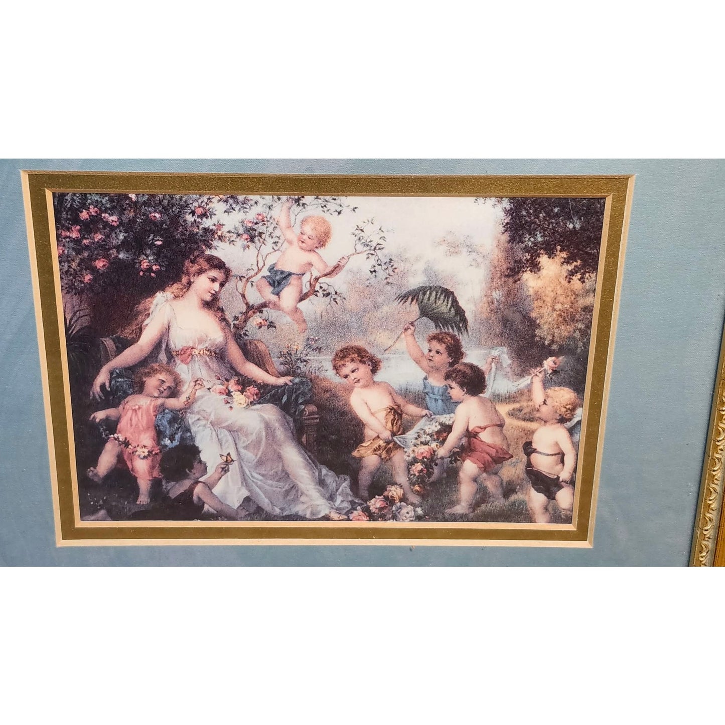 VTG Gallery Graphics The Offering Cherub Franz Lefler Framed Print Ornate Gold