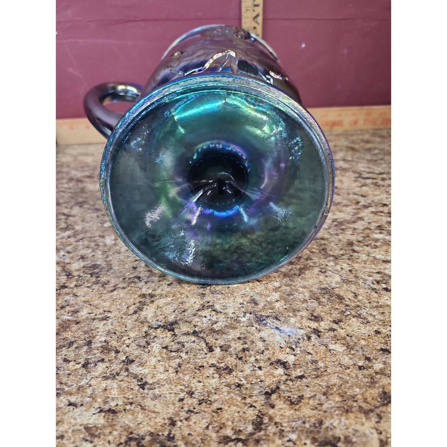 Vintage Indiana Glass Pitcher Blue Carnival Harvest Grape 10 1/4" T